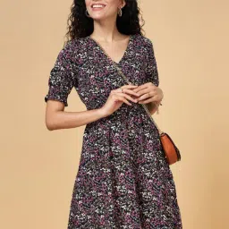 YU by Pantaloons Black Printed A-Line Dress-image-44