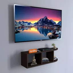 Furnifry Wood Wall Mounted Brown Glossy Wall Mounted Floating TV Stand-image-89