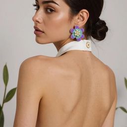 Digital Dress Room Floral Studs Earrings-83