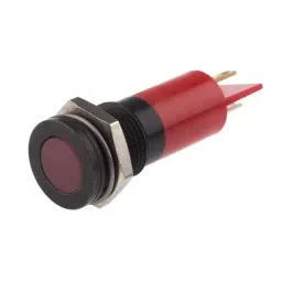 RS PRO Red Panel Mount Indicator 220V AC, Mounting Hole Size 14 mm, Termination Type Solder Tab, IP Rating IP67, Model No 7038901-6
