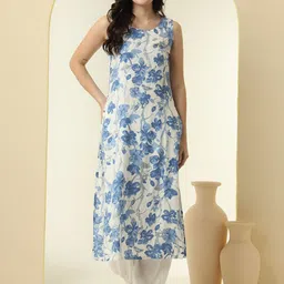 KALINI Floral Printed Round Neck Straight Kurta With Salwar-32