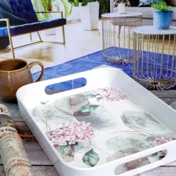 Goodhomes White & Pink Melamine Rectangular Serving Tray-24
