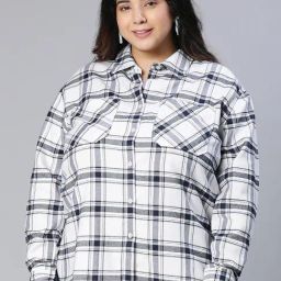 Oxolloxo White Cotton Checks Shirt-image-86