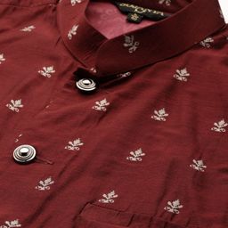 SOJANYA Men Yellow Embroidered Mirror Work Kurta with Pyjamas With Nehru Jacket image 2