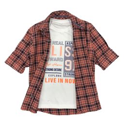 CAVIO Full Sleeves Checkered Shirt With Tee - Pink-image-61