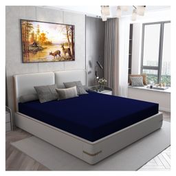 DREAM CARE Water Proof Lycra Stretchable Fitted Mattress Protector 78x60 Inch for Double Bed Queen Size With Elastic Strap | Water Resistant Ultra Soft Mattress Cover | Hypoallergenic Bed Cover (Navy Blue)-17
