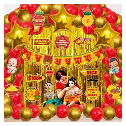 Zyozi Annaprasanam Decorations Combo Gold & Red - Pack of 54-image-22