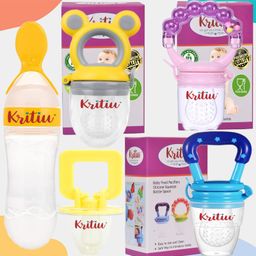 Kritiu Baby Spoon Feeder Fruit Nibbler & Pacifier Feeding Combo - Multicolor-19