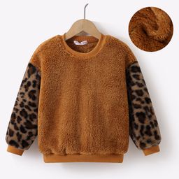 Kookie Kids Full Sleeves Drop Shoulder Sweatshirt with Cheetah Print Design - Brown-image-81