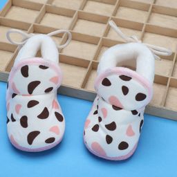 Baby Moo Abstract Detailed Slip On Anti Skid Plush Booties - Pink-image-67