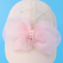 Babyhug Free Size Baseball Cap With Bow Applique - Off White-image-40