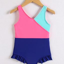 Mark & Mia Sleeveless V Cut Swimsuit With Cut & Sew Design - Multicolor-image-62
