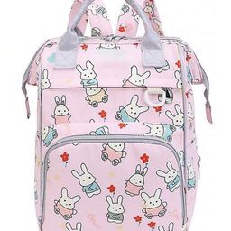 House of Quirk Rabbit Printed Maternity Standard Backpack Baby Boy Girl Large Capacity Convenient Baby Standard Backpack (Rabbit Pink) 35 Litre-image-32