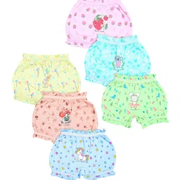 Revvo Junior Girls Pack Of 6 Printed Basic Briefs RJB-309-PINK,SKY,GREEN/YELLOW,CREAM,AQUA-image-9