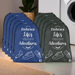 Aura Blue & Black 10 Pieces Printed Water Resistant Laundry Bags-35