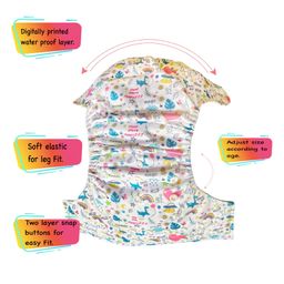 Dumbledo Cloth Diaper Leak Proof Eco-Friendly Reusable Adjustable Free Size Quick Dry Unisex With Insert Pack of 1 - White image 3