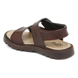 Tiny Bugs Checked Sandals With Velcro Closure - Brown image 4