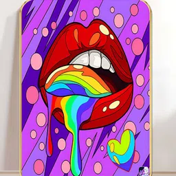 Myntra Elegant Homes Purple & Red Rainbow Lips Pop Painting Wall Art-image-71
