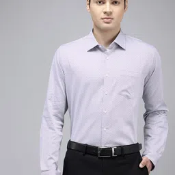 Van Heusen Slim Fit Geometric Self Designed Pure Cotton Formal Shirt-image-63