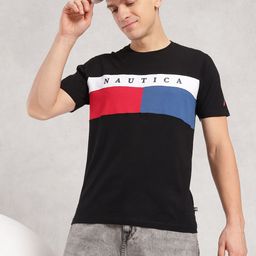 Nautica Brand Logo Printed Pure Cotton Regular Fit T-shirt-image-57