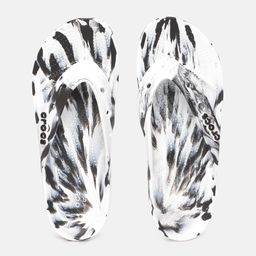 Crocs Unisex Black & White Abstract Printed Croslite Thong Flip-Flops-52