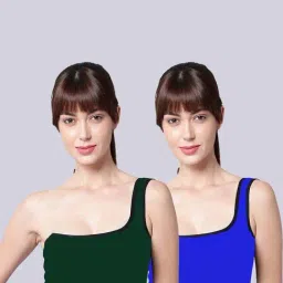 AROUSY Green & Blue Cotton Bandeau Bras - Pack Of 2-image-62
