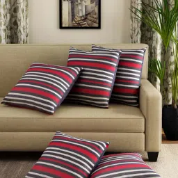 Swayam Red & White Cotton 30 cm x 30 cm Cushion Covers - Set of 5-4