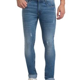 Parx Blue Slim Fit Low Rise Distressed Jeans-image-37
