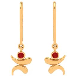 P.C. Chandra Jewellers 18k Gold Premium Quality Lord Ganesha Red Gemstone Drop Earrings-image-36