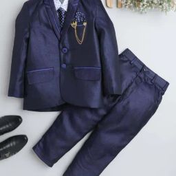 Fourfolds Boys Royalblue Solid Full Sleeves Suit Set-picture-18