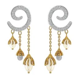 Emori 14k Yellow Gold & Diamond Pearl Drop Earrings-image-12