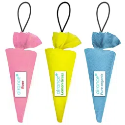 Airance 60 g Each Pure Organic, Rose & Lemongrass Fragrance Hanging Camphor Cone Car Air Freshener Combo (Pack of 3)-image-124