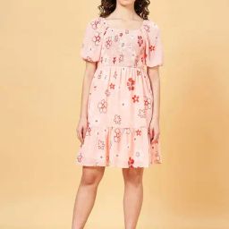 People by Pantaloons Pink Printed A-Line Dress-picture-20
