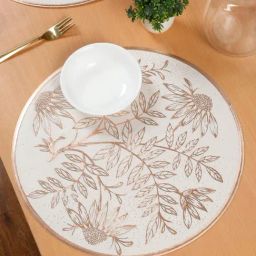 HOSTA HOMES Self Designed Printed Cream Gold PVC Table Placemats - Set of 2-picture-39