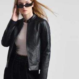 Only Black Faux Leather Biker Jacket-image-90