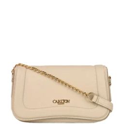 Carlton London Cream Solid Medium Sling Handbag-12