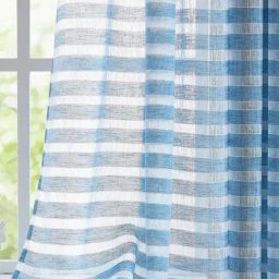 Urban Space Horizontal Weaves Blue Polyester Window Curtains - Set of 2 image 2