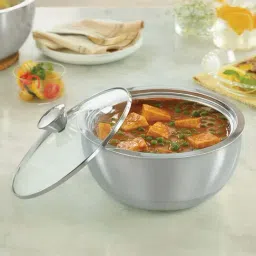 Borosil Silver Stainless Steel Insulated Curry Bowl with Lid (2700 ml) - Set of 1-13