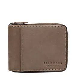 Teakwood Leathers Brown Solid Rfid Zip Arround Wallet for Men-26