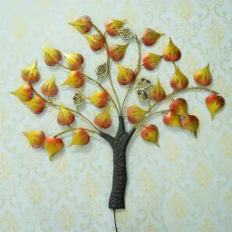 eCraftIndia Colorful Leaves Tree Handcrafted Iron Wall Hanging with background LED's-18