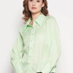 MADAME Neon Green Embellished Shirt-image-101