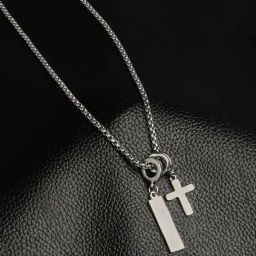 The Bro Code Silver Plated Cross Multi Charm Pendant Necklace For Men-image-56