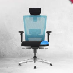 The Sleep Company SmartGrid Stylux Nylon Fibre Blue & Black High Back Chair-image-34