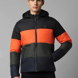 Louis Philippe Sport Multicolored Regular Fit Colour Block Hooded Jacket-14