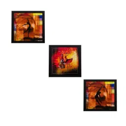 eCraftIndia Set Of 3 Dancing Figures Satin Matt Texture UV Art Painting-28