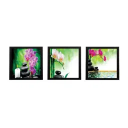 eCraftIndia Set Of 3 Colorful Floral Satin Matt Texture UV Art Painting-6