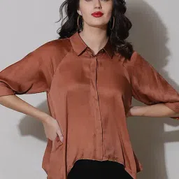 Label Ritu Kumar Brown Loose Fit Shirt-image-26