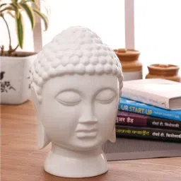 Clay Craft White Ceramic Buddha Showpiece-image-95