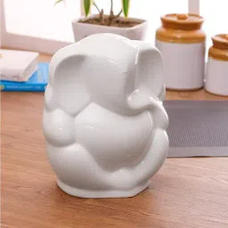 Clay Craft White Ceramic Ganesha Statue Showpiece-image-58