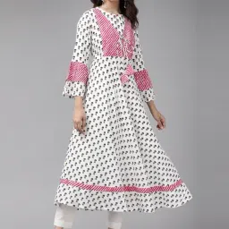 YASH GALLERY White Printed A Line Kurta-image-97